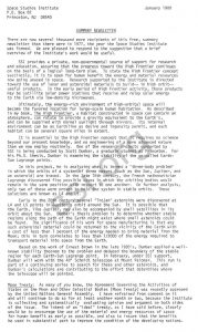 Space Studies Institute Newsletter January 1981 Special Summary