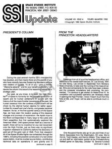 Space Studies Institute Newsletter 1982 Q4