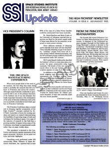 Space Studies Institute Newsletter 1985 July August cover