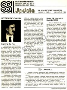 Space Studies Institute Newsletter 1984 JulAug cover