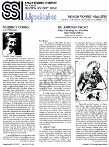 Space Studies Institute Newsletter 1992 NovDec cover