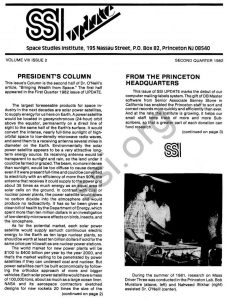 Space Studies Institute Newsletter 1982 Q2