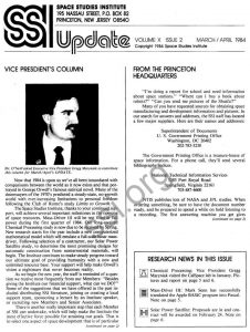 Space Studies Institute Newsletter 1984 March April