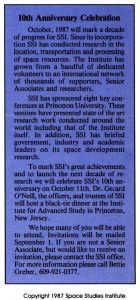 Space Studies Institute Newsletter 1987 July August image 1