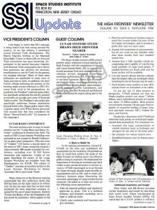 Space Studies Institute Newsletter 1988 MayJune cover