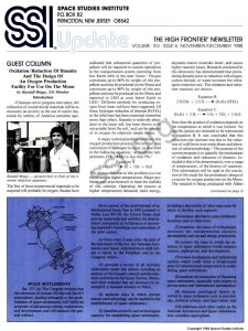 Space Studies Institute Newsletter 1988 NovDec cover