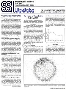Space Studies Instittue Newsletter 1989 MarApr cover