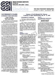 Space Studies Institute Newsletter 1989 July August cover