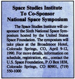 Space Studies Institute  Newsletter 1990 janFeb image 8