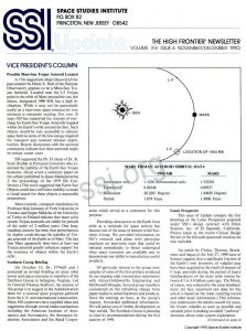 Space Studies Institute Newsletter 1990 NovDec cover