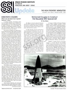 Space Studies Institute Newsletter 1992 MarApr cover