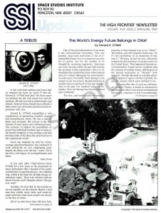 Space Studies Institute Newsletter 1992 MayJune cover
