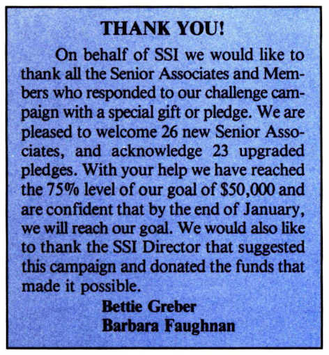 Space Studies Institute Newsletter 1995 Jan-Feb image 5 - SA donations