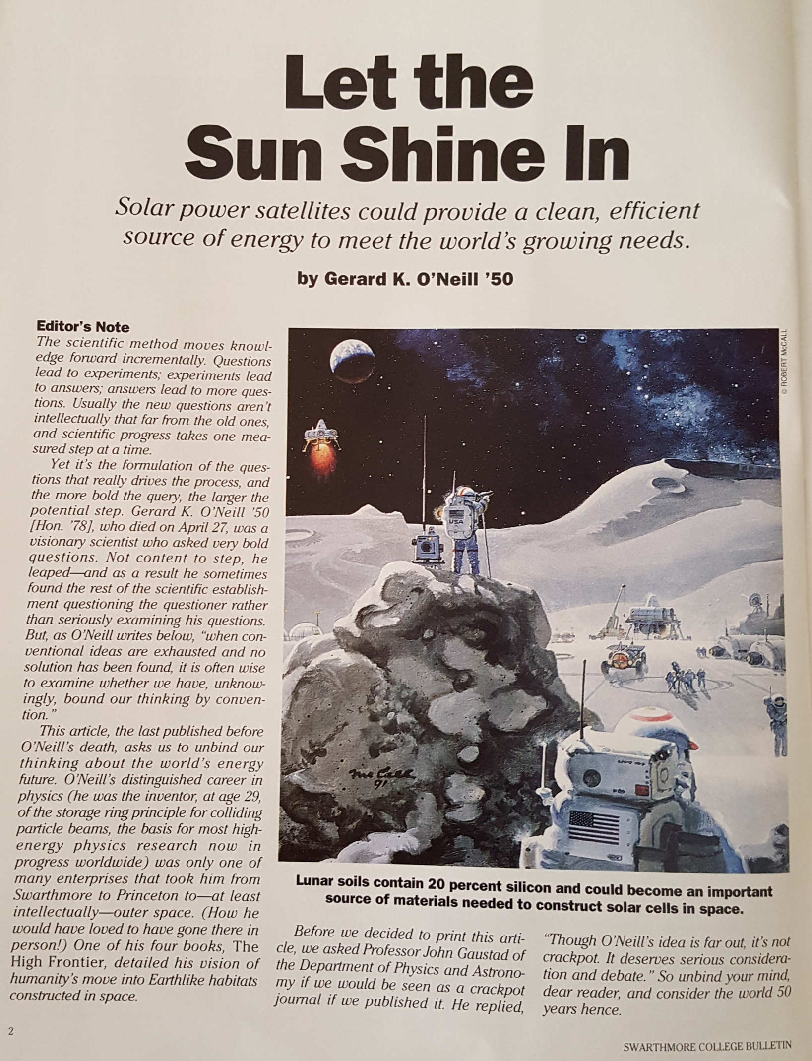 Swarthmore College Bulletin August 1992 GKON article