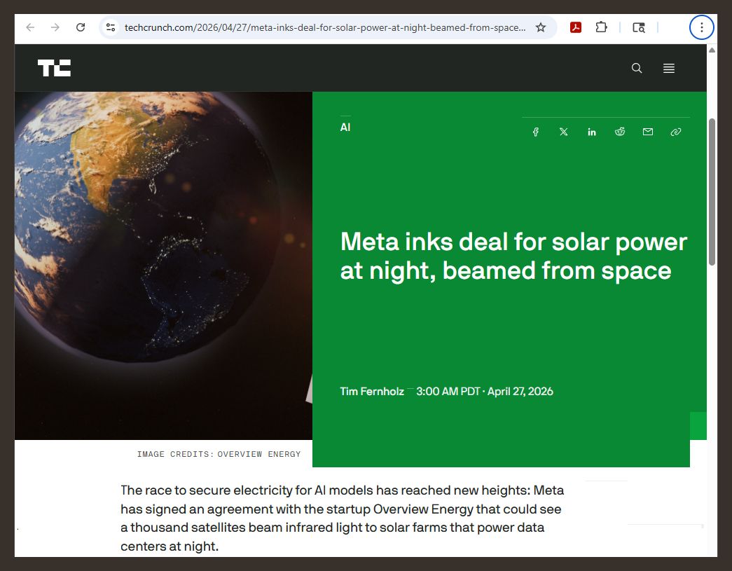 Overview Energy Meta SPS deal on TechCrunch